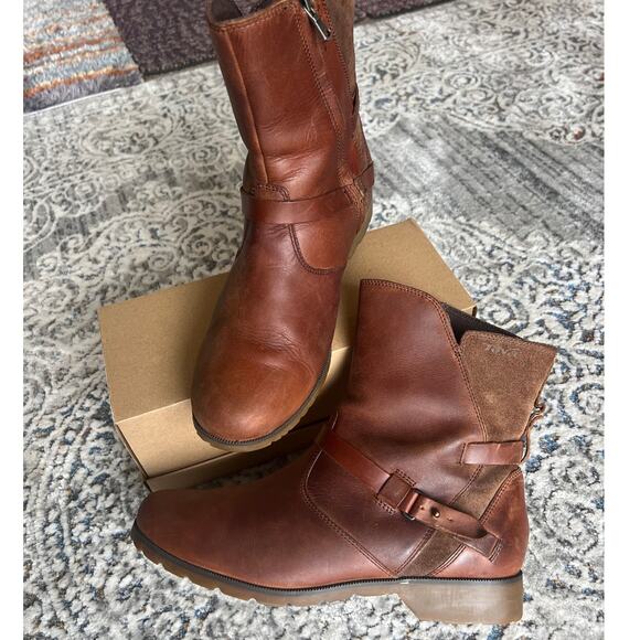Teva Women's De La Vina Mid Waterproof Leather Zip Boots Size 11 Brown - Picture 13 of 14